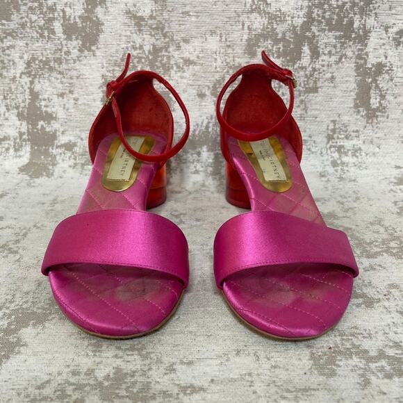 Stella McCartney Satin Lucite Heel Sandals in Pink/Red - Picture 5 of 8
